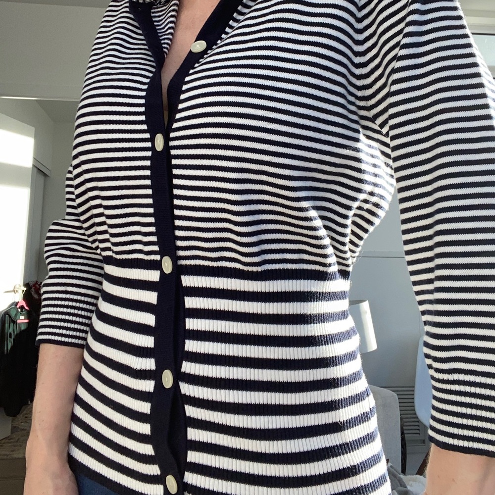 3/$30 Navy and white stripe button hoody